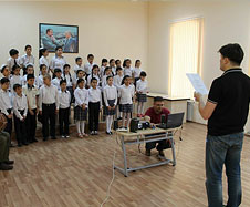 Rufat Hasanov at Mardakan Elementary School in Baku (2014)